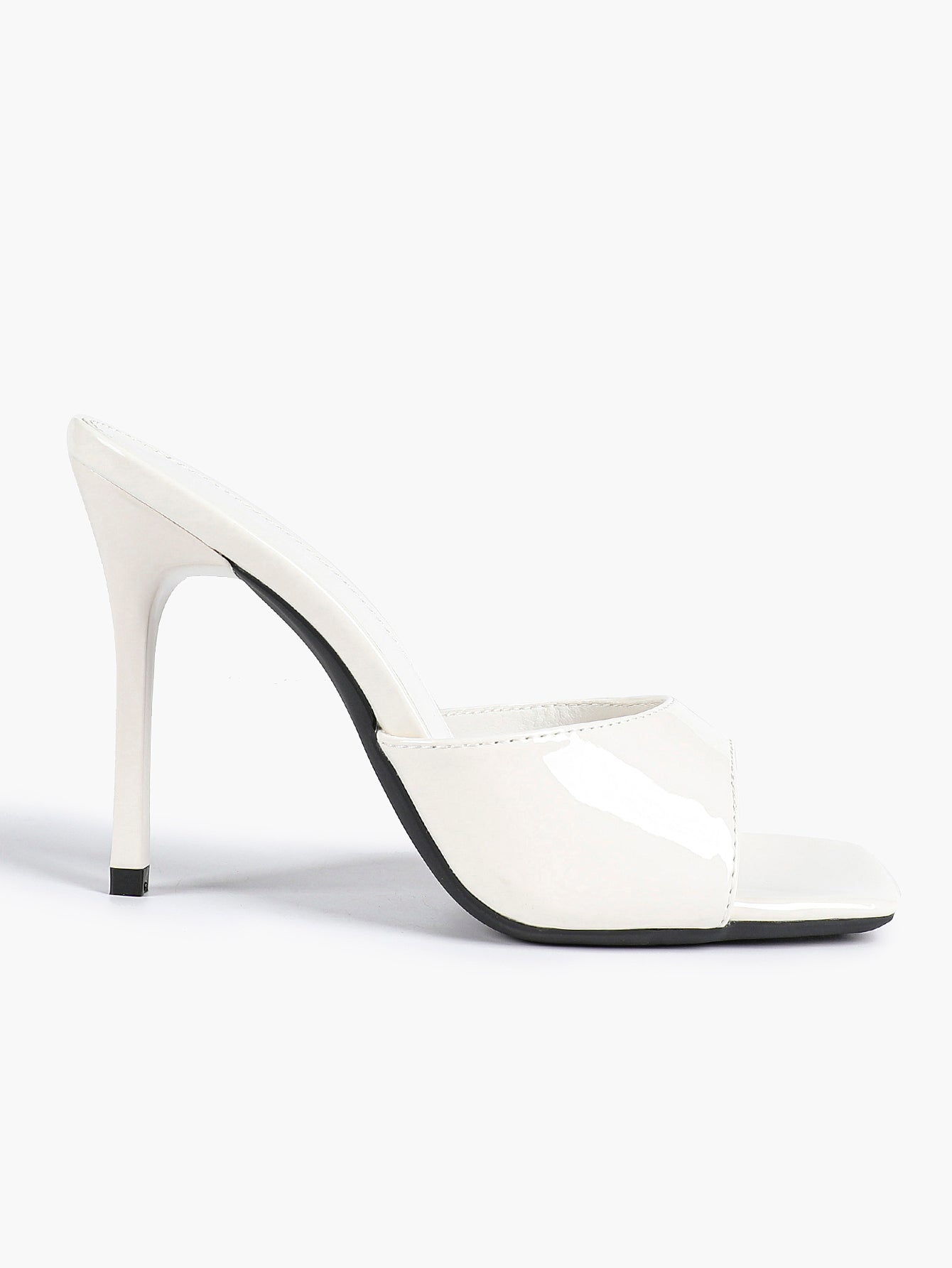 Leather Square Toe High Heel Mules Slip-On Stiletto Sandals Wedding Casual Shoes