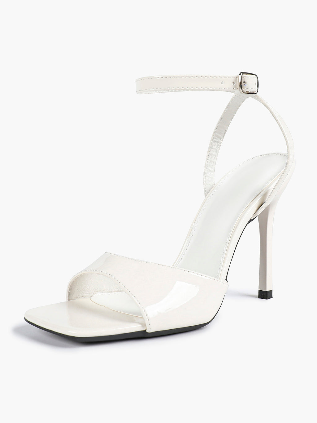 Women's Black Square Toe Ankle Strap Heeled Sandals Wedding Party Casual Shoes