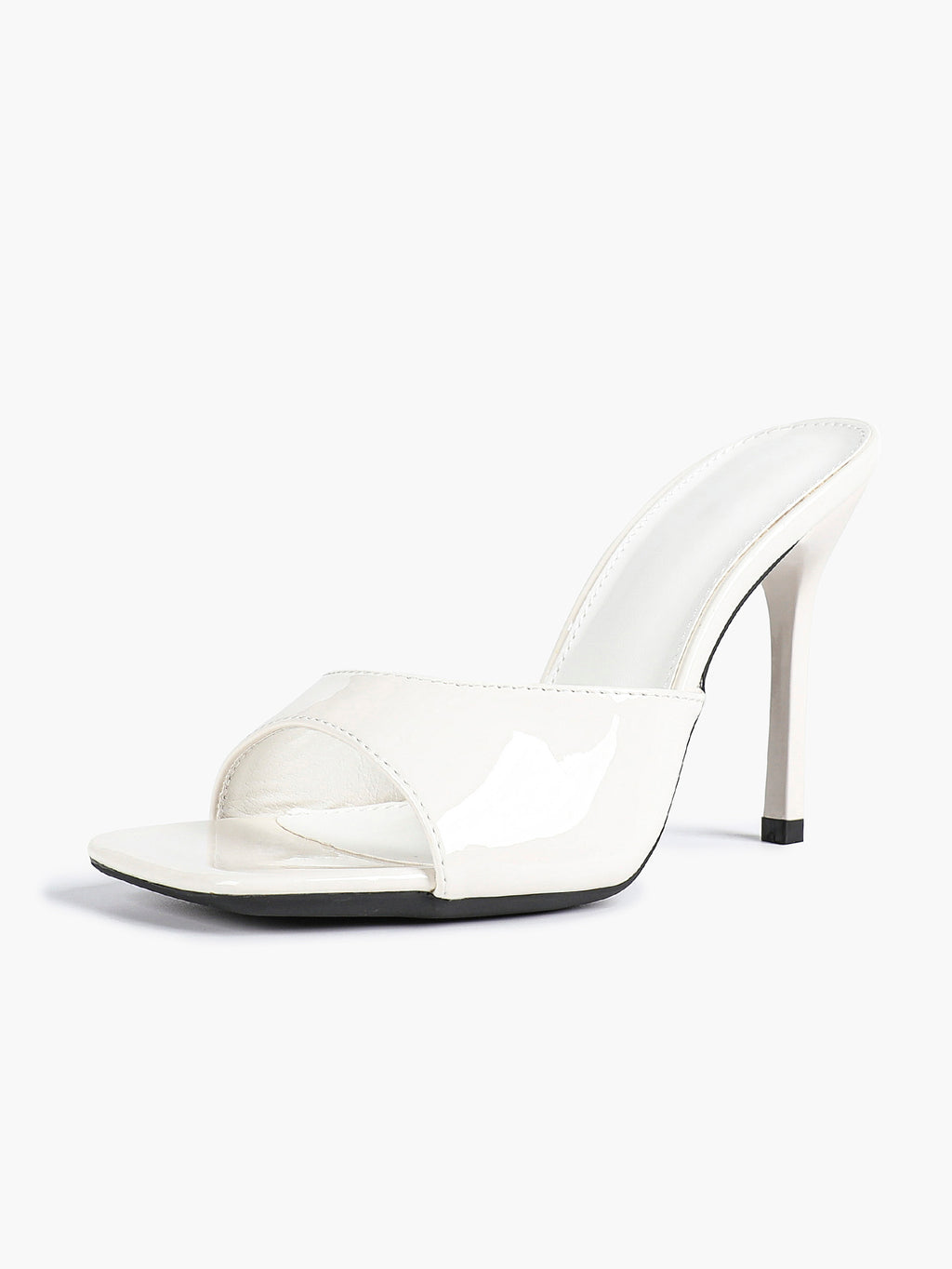 Leather Square Toe High Heel Mules Slip-On Stiletto Sandals Wedding Casual Shoes