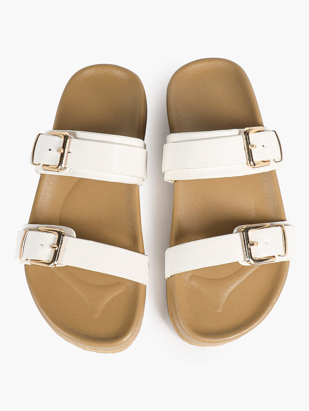 Black Patent Croc-Embossed Double Buckle Slide Sandals