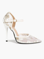 The Gilded Dream: Beige Sequin Mesh Stilettos for Elegant Evening Affairs