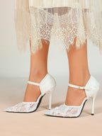 The Gilded Dream: Beige Sequin Mesh Stilettos for Elegant Evening Affairs