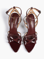 Crisscross Strappy Ankle Strap Metallic Silver Stiletto Sandals Party Date Night