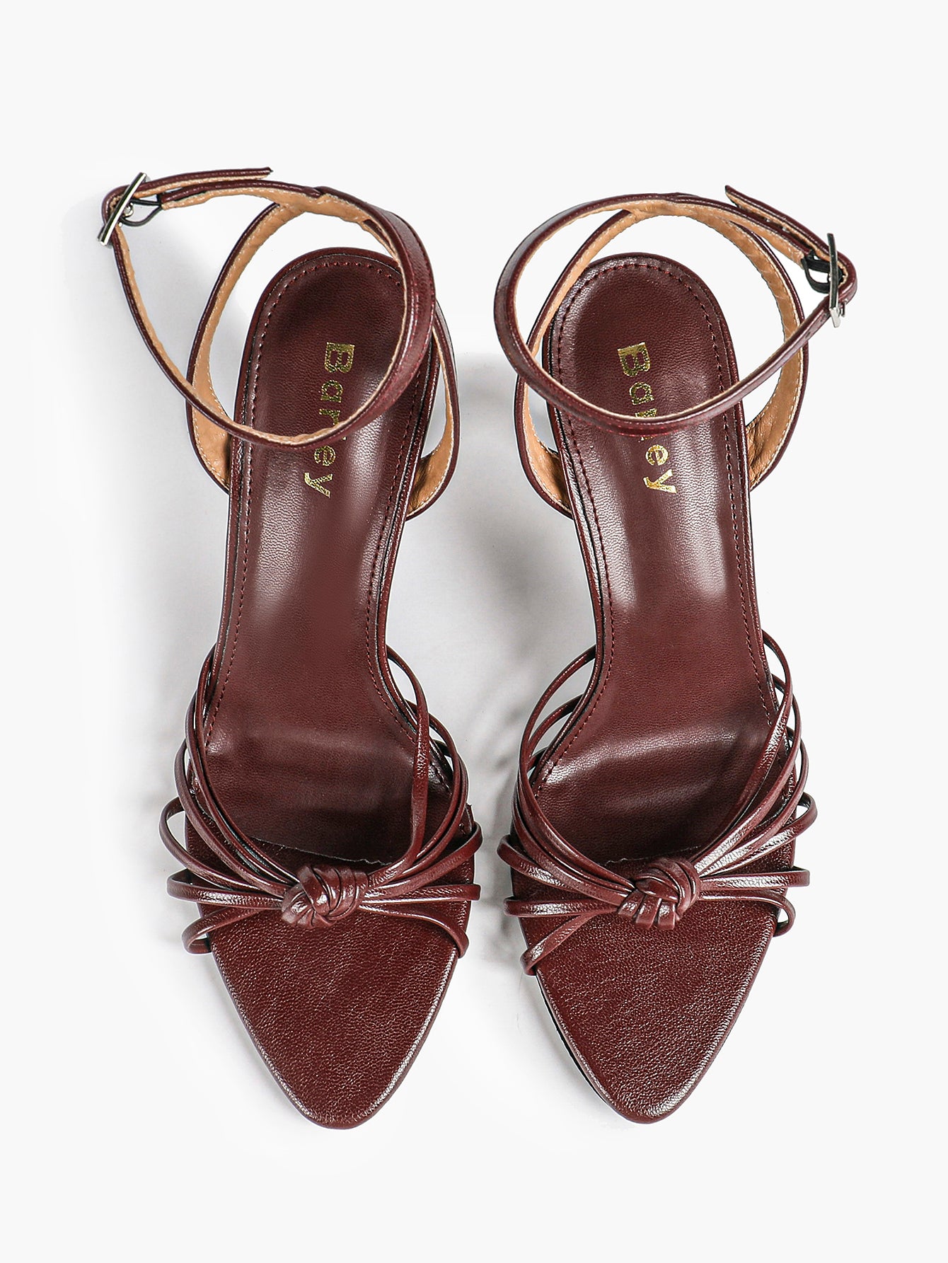 Gold Metallic Knotted Multi-Strap Open Toe Ankle Strap High Heel Sandals