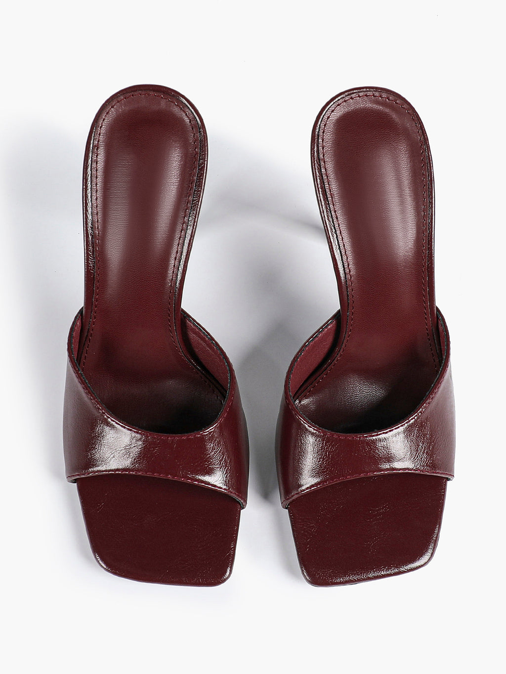 Leather Square Toe High Heel Mules Slip-On Stiletto Sandals Wedding Casual Shoes