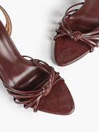 Gold Metallic Knotted Multi-Strap Open Toe Ankle Strap High Heel Sandals