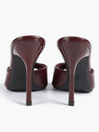Leather Square Toe High Heel Mules Slip-On Stiletto Sandals Wedding Casual Shoes