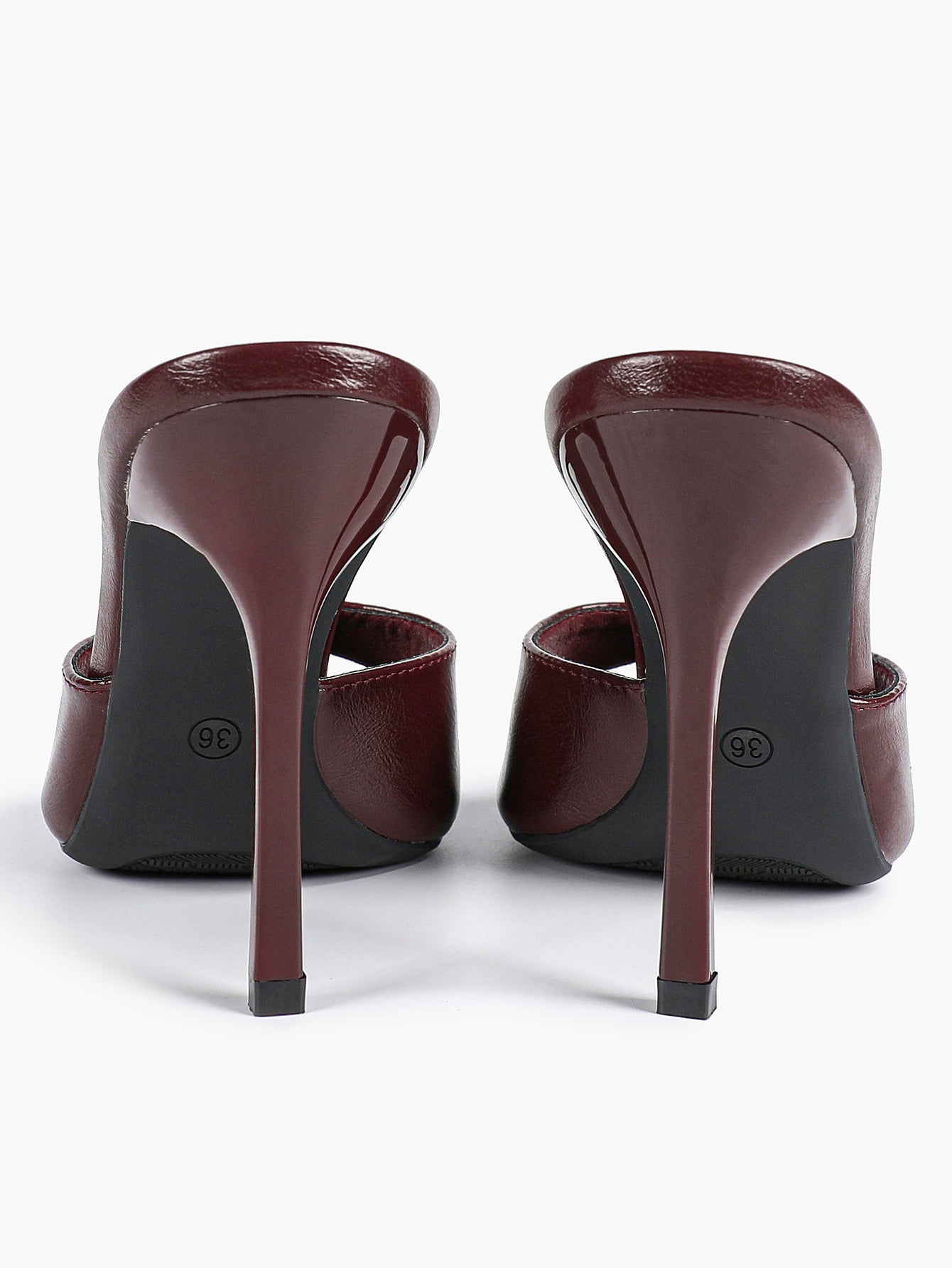 Leather Square Toe High Heel Mules Slip-On Stiletto Sandals Wedding Casual Shoes