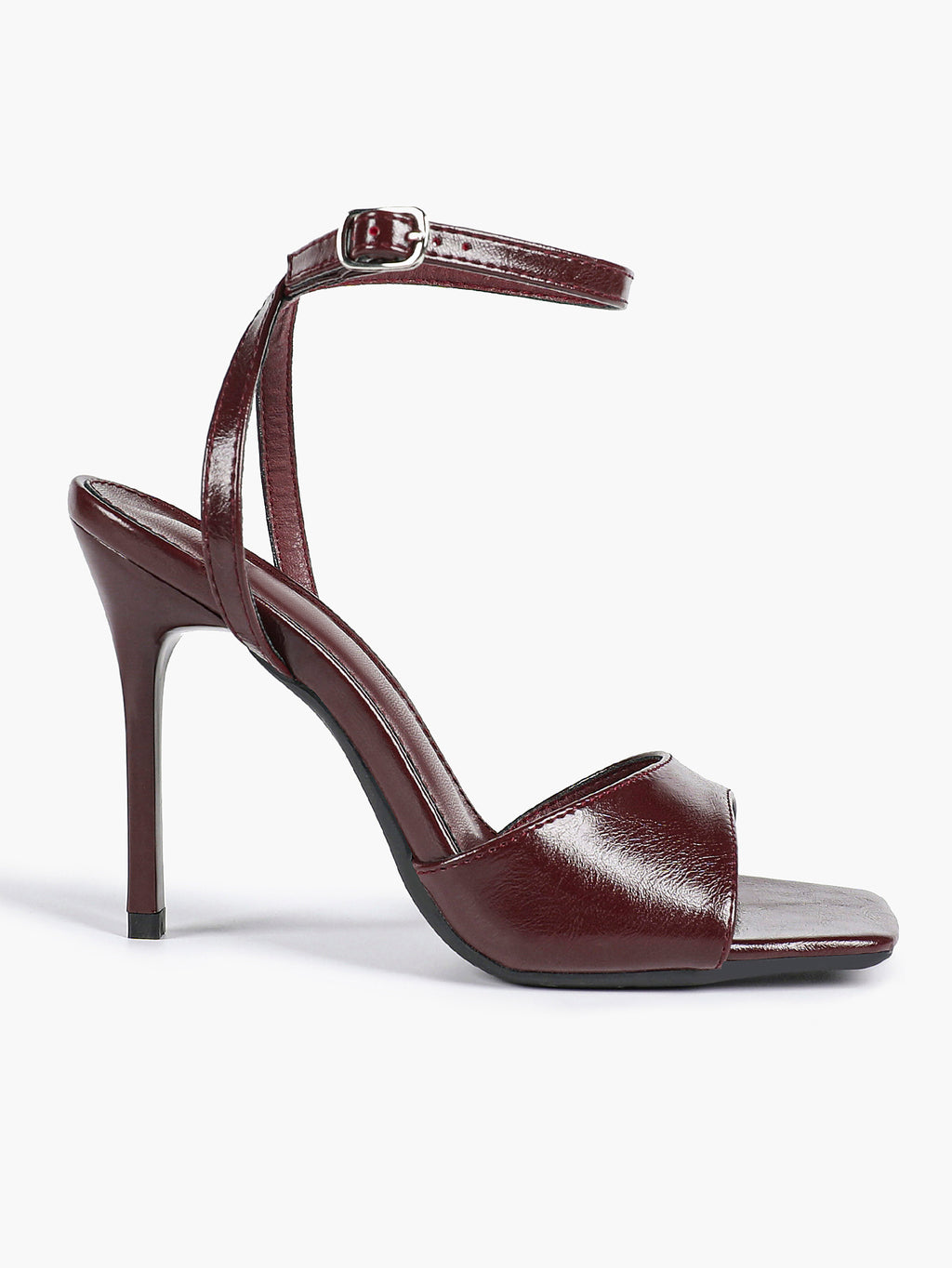 Women's Black Square Toe Ankle Strap Heeled Sandals Wedding Party Casual Shoes