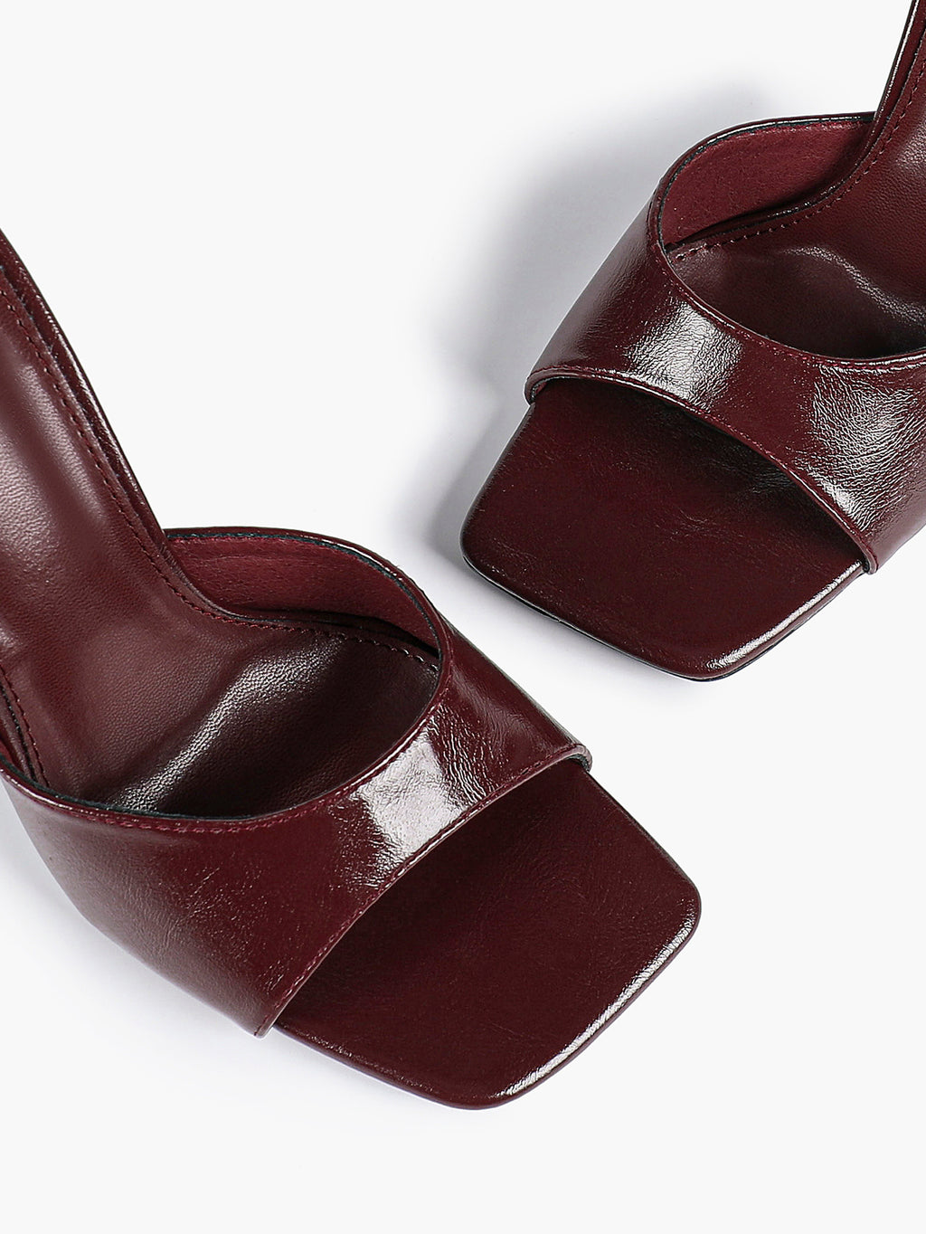 Leather Square Toe High Heel Mules Slip-On Stiletto Sandals Wedding Casual Shoes