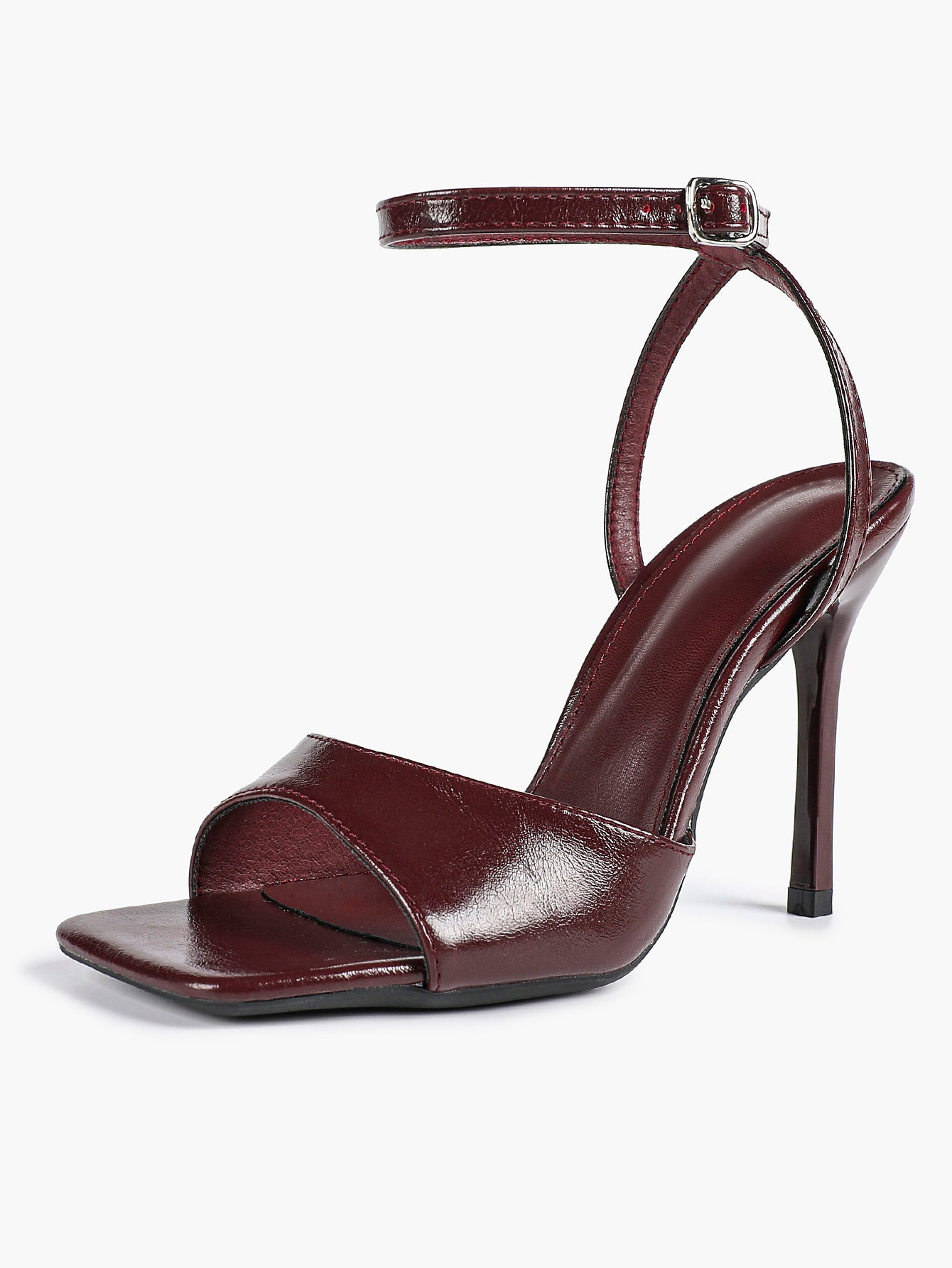 Women's Black Square Toe Ankle Strap Heeled Sandals Wedding Party Casual Shoes