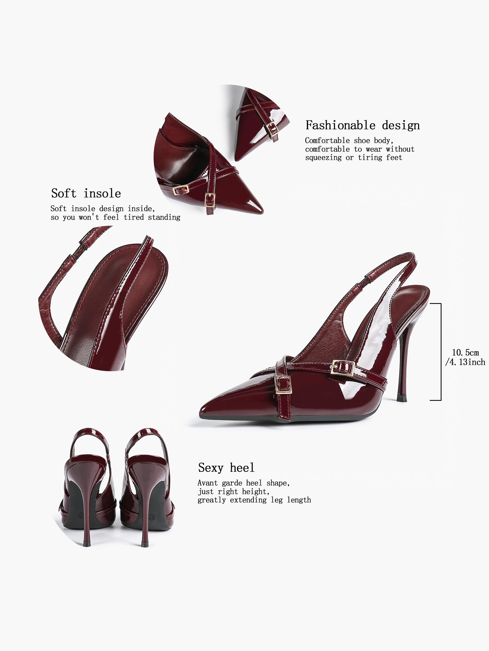 Women's Buckle Accent Pointed Toe Pumps Heels - Party Date Night Heels