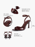 White Ankle Strap Open Toe Block Heeled Sandals - Wedding Party Office