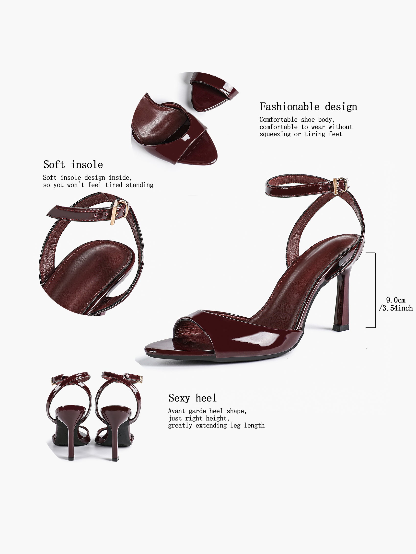White Ankle Strap Open Toe Block Heeled Sandals - Wedding Party Office