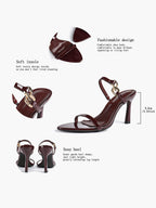 Chain Detail Open Toe High Heel Mules - Daily Party Sandals