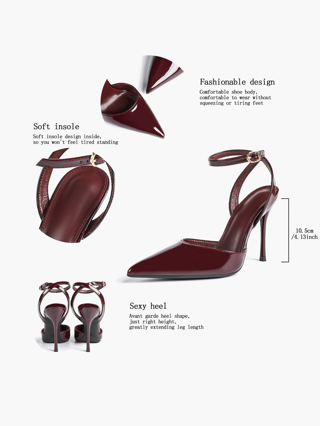 Classic Pointed Toe Ankle Strap Stilettos - Formal Event Heels