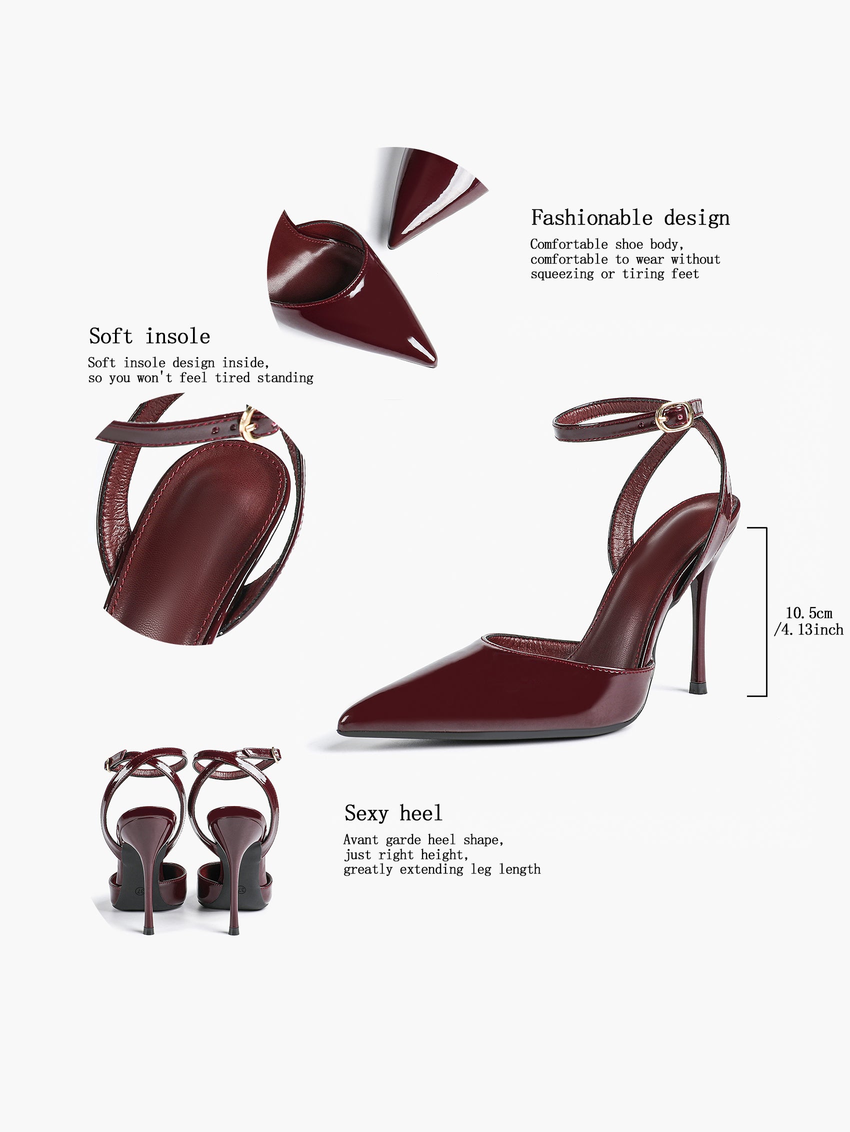 Classic Pointed Toe Ankle Strap Stilettos - Formal Event Heels