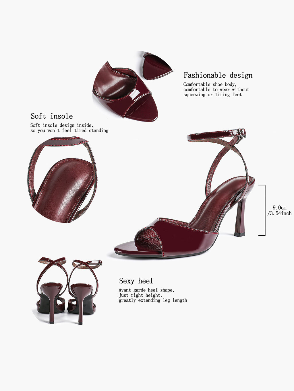 Open Toe Single Band Ankle Strap Heels Adjustable Sandals for Summer Date
