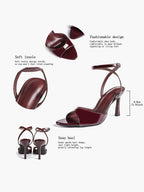 Open Toe Single Band Ankle Strap Heels Adjustable Sandals for Summer Date