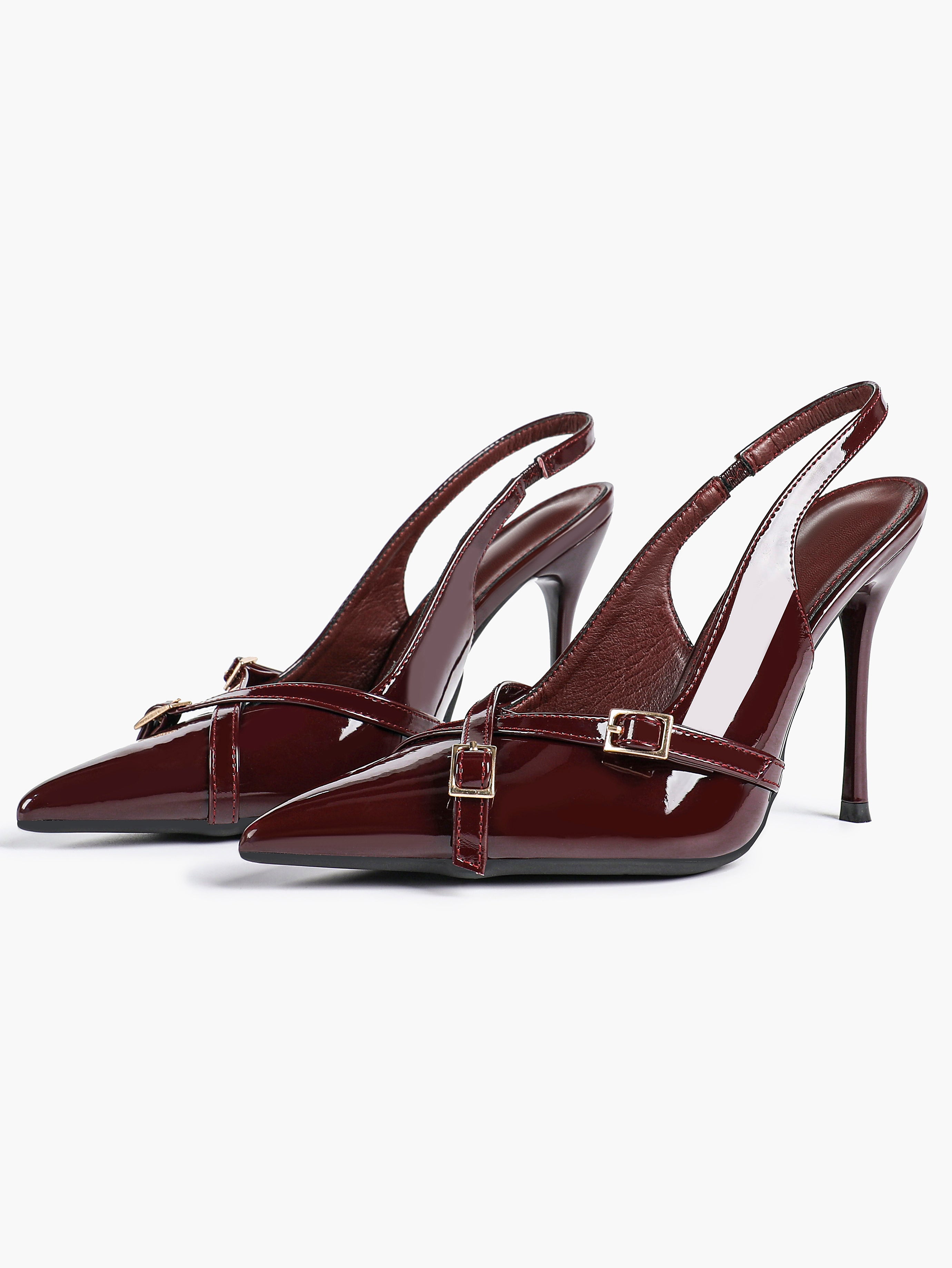Women's Buckle Accent Pointed Toe Pumps Heels - Party Date Night Heels