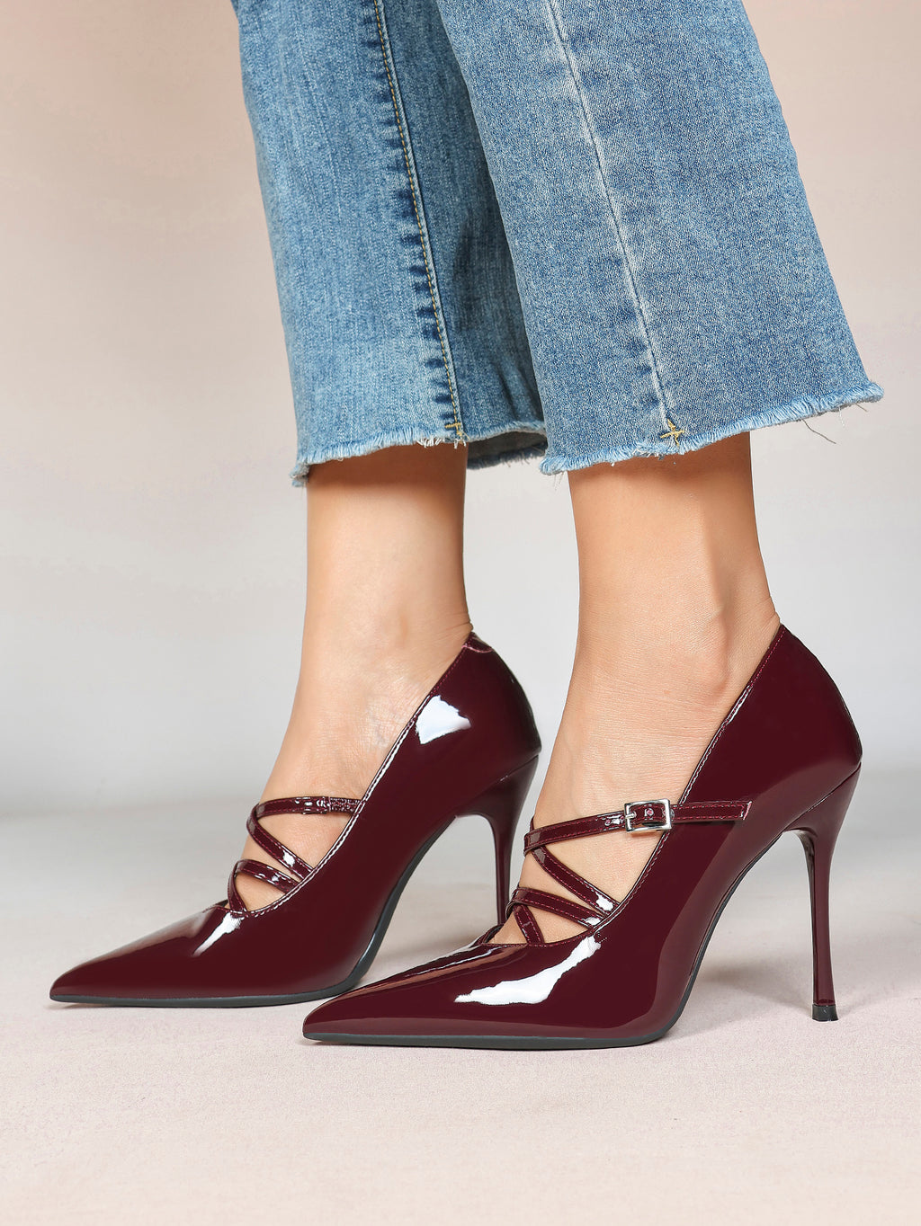 Cross Buckle Slingback Heels - Classic Pointed Toe Pumps