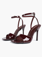 Women's Black Square Toe Ankle Strap Heeled Sandals Wedding Party Casual Shoes