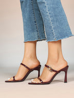 Chain Detail Open Toe High Heel Mules - Daily Party Sandals