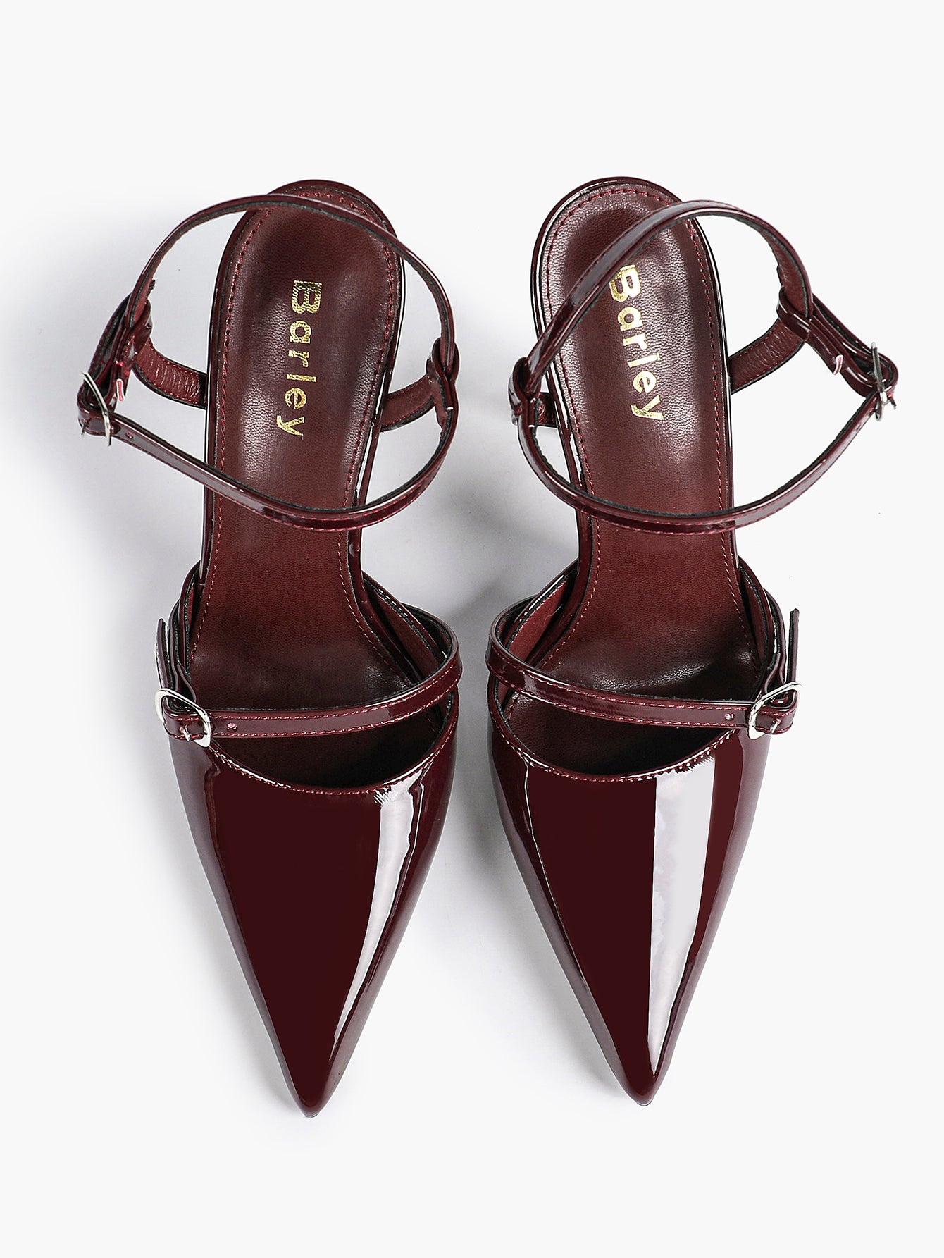 Double Strap Slingback Pointed Toe Stiletto Heels - Mary Jane Style Pumps