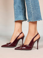Women's Buckle Accent Pointed Toe Pumps Heels - Party Date Night Heels