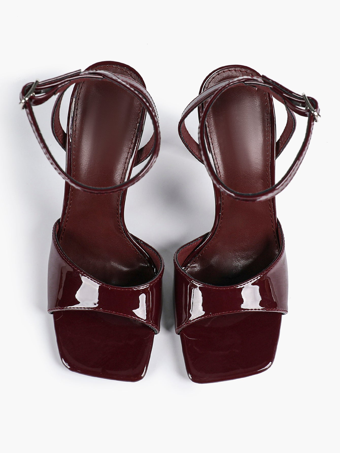 Women's Black Square Toe Ankle Strap Heeled Sandals Wedding Party Casual Shoes