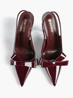 Pointed Toe Bow Detail Slingback Heels - Office Formal Evening Pumps
