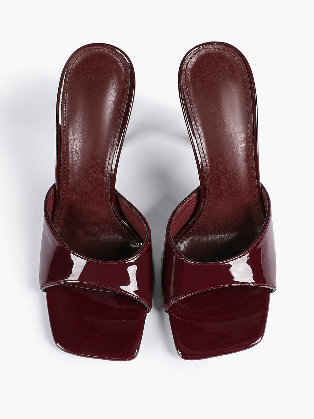Leather Square Toe High Heel Mules Slip-On Stiletto Sandals Wedding Casual Shoes