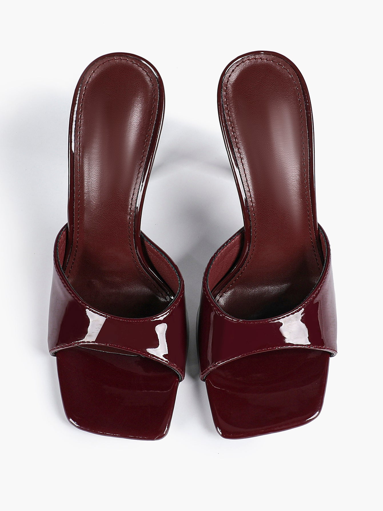 Leather Square Toe High Heel Mules Slip-On Stiletto Sandals Wedding Casual Shoes