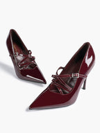 Cross Buckle Slingback Heels - Classic Pointed Toe Pumps