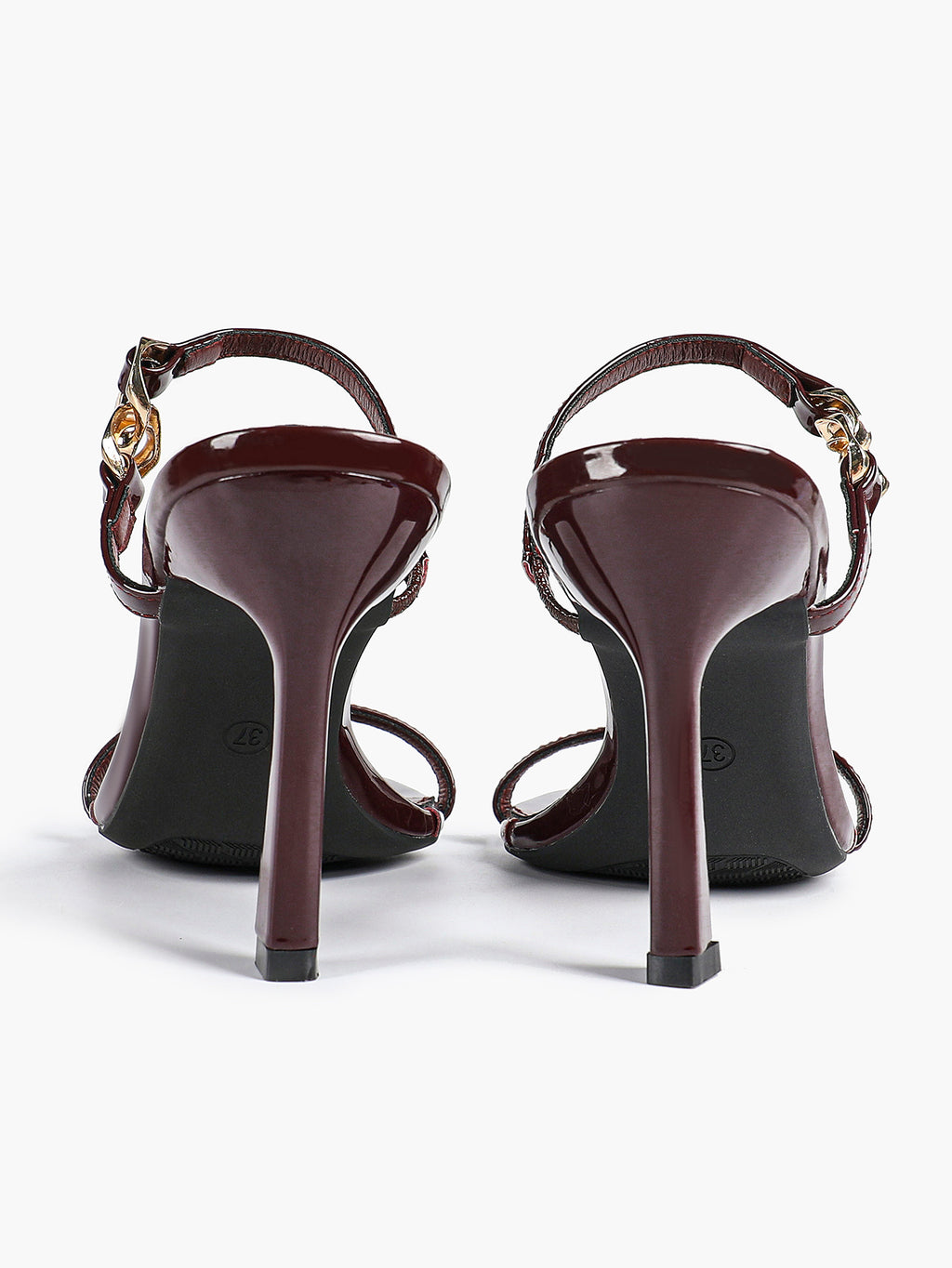 Chain Detail Open Toe High Heel Mules - Daily Party Sandals