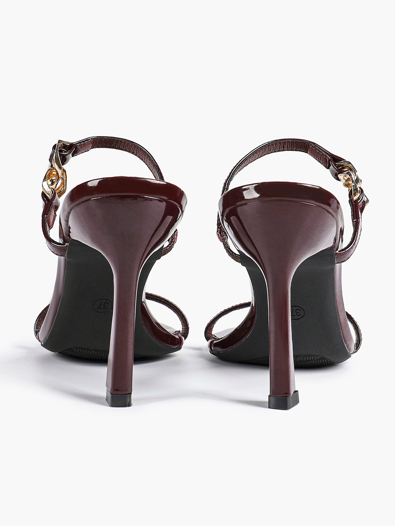 Chain Detail Open Toe High Heel Mules - Daily Party Sandals