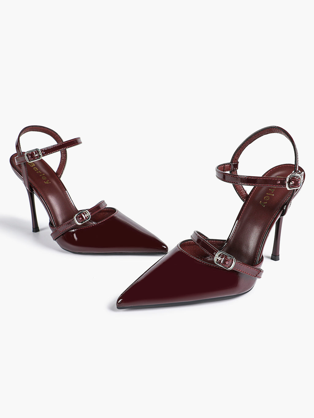 Double Strap Slingback Pointed Toe Stiletto Heels - Mary Jane Style Pumps