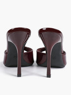 Leather Square Toe High Heel Mules Slip-On Stiletto Sandals Wedding Casual Shoes