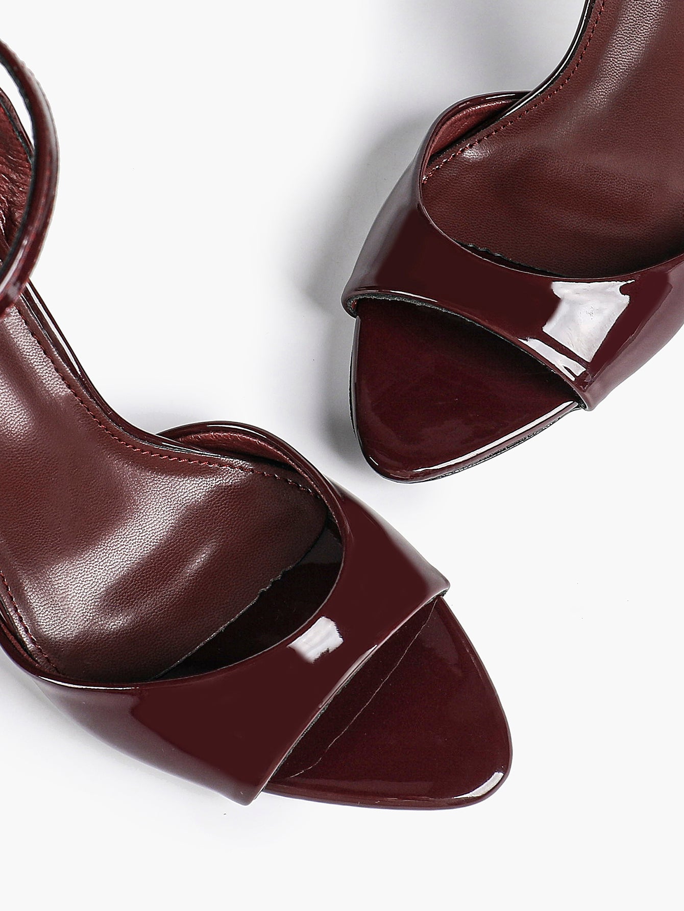 White Ankle Strap Open Toe Block Heeled Sandals - Wedding Party Office