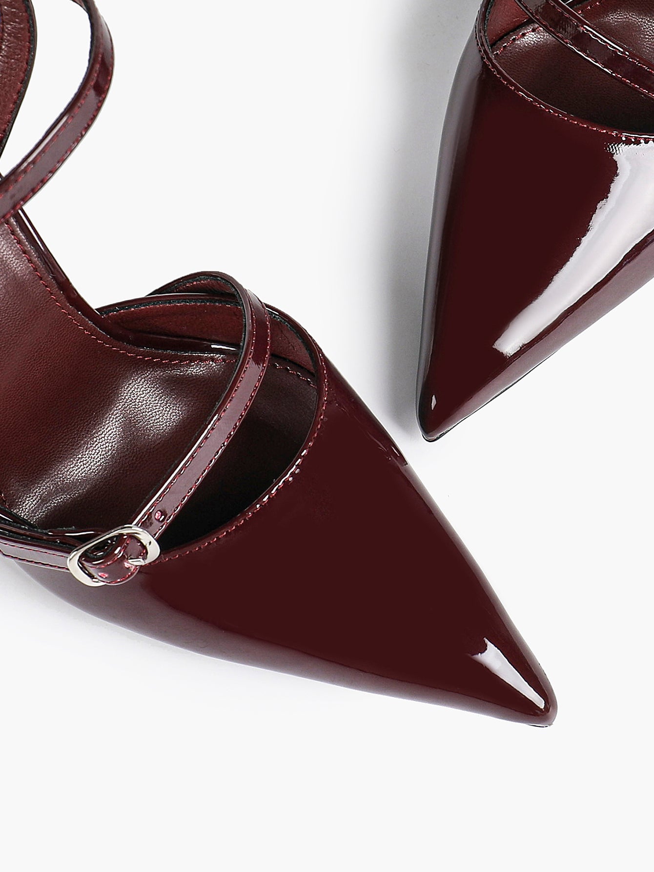 Double Strap Slingback Pointed Toe Stiletto Heels - Mary Jane Style Pumps