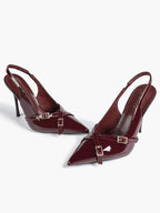 Women's Buckle Accent Pointed Toe Pumps Heels - Party Date Night Heels