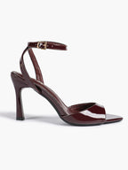 White Ankle Strap Open Toe Block Heeled Sandals - Wedding Party Office