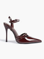 Double Strap Slingback Pointed Toe Stiletto Heels - Mary Jane Style Pumps