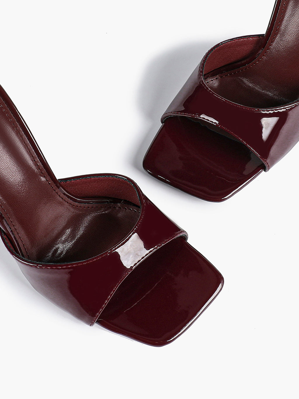 Leather Square Toe High Heel Mules Slip-On Stiletto Sandals Wedding Casual Shoes