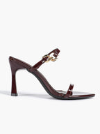 Chain Detail Open Toe High Heel Mules - Daily Party Sandals