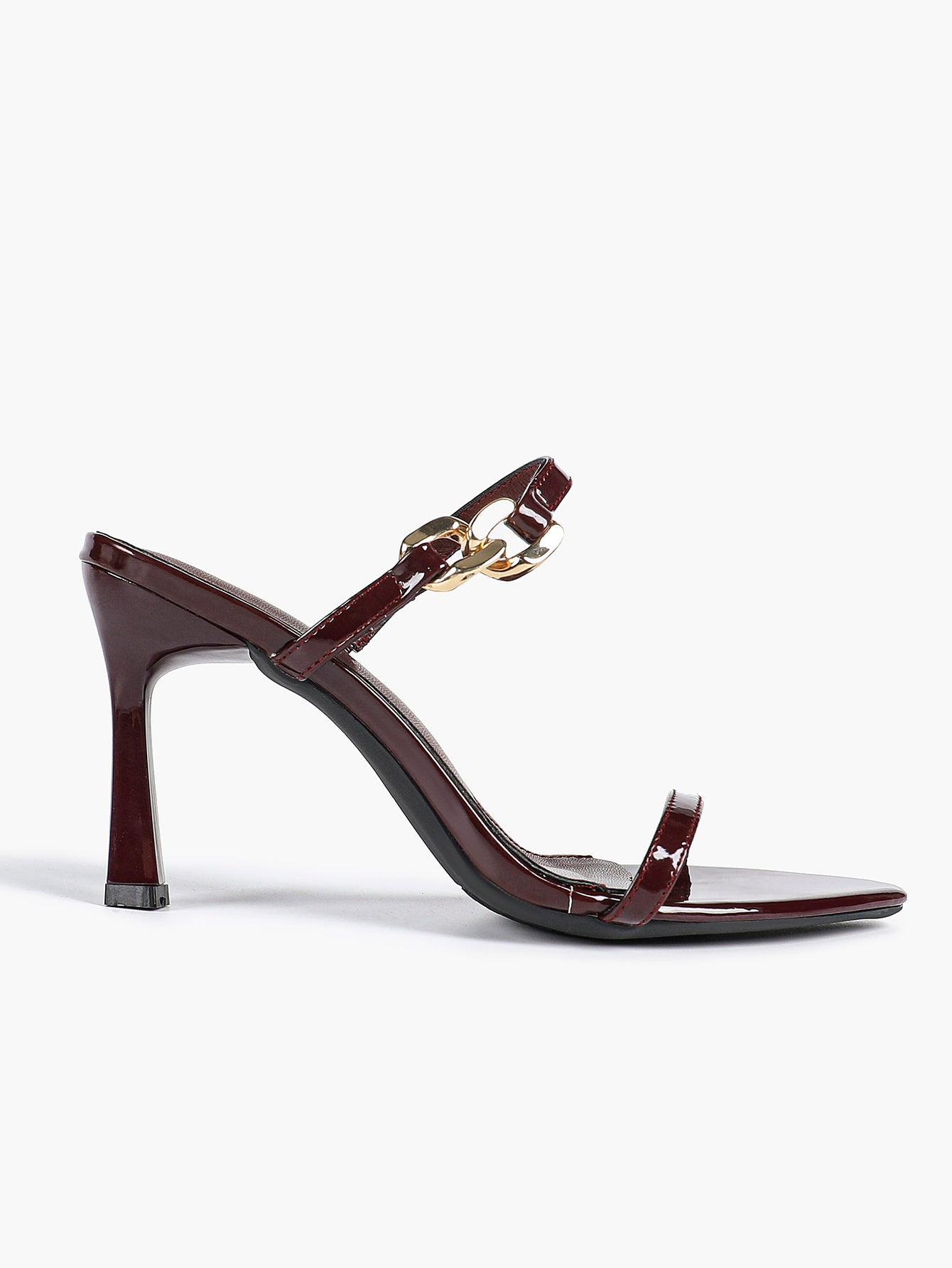 Chain Detail Open Toe High Heel Mules - Daily Party Sandals