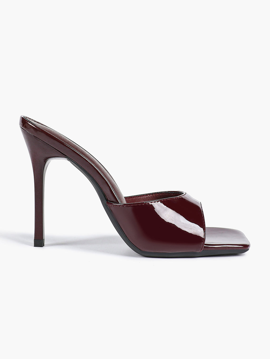 Leather Square Toe High Heel Mules Slip-On Stiletto Sandals Wedding Casual Shoes