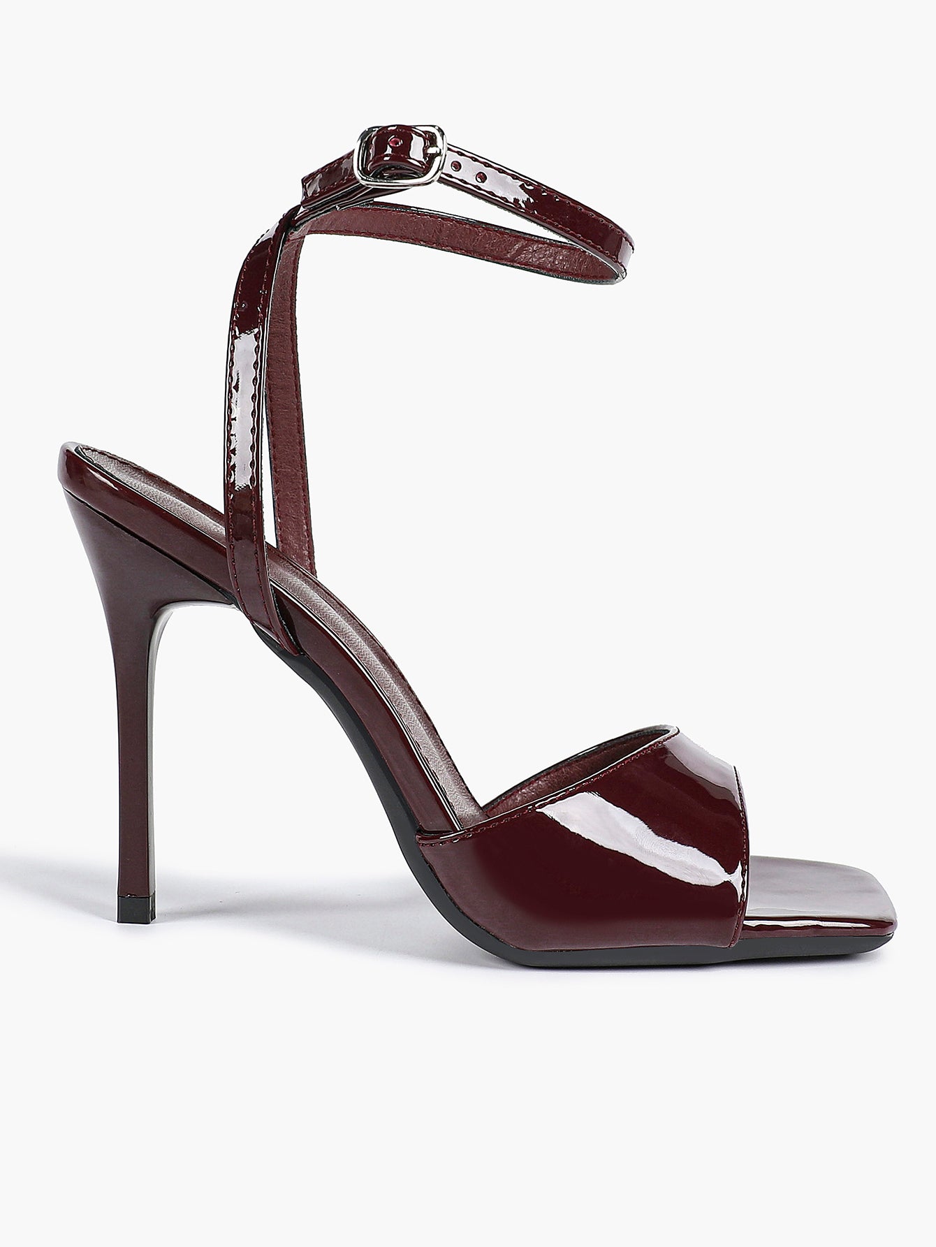 Women's Black Square Toe Ankle Strap Heeled Sandals Wedding Party Casual Shoes
