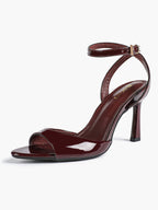 White Ankle Strap Open Toe Block Heeled Sandals - Wedding Party Office