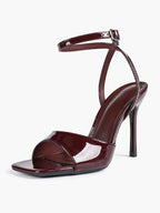 Women's Black Square Toe Ankle Strap Heeled Sandals Wedding Party Casual Shoes